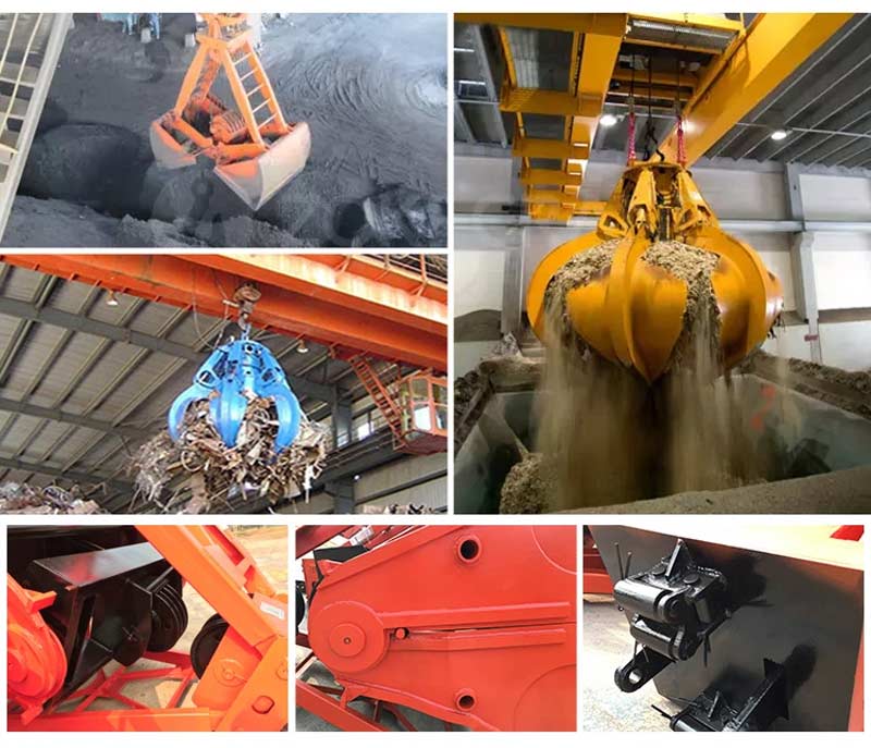 Grúa aérea con cucharón de agarre