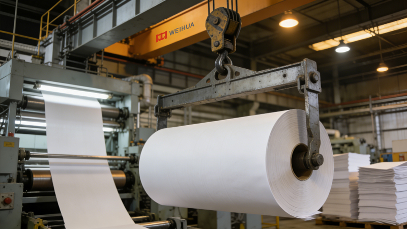 Las grúas puente se utilizan en fábricas de papel