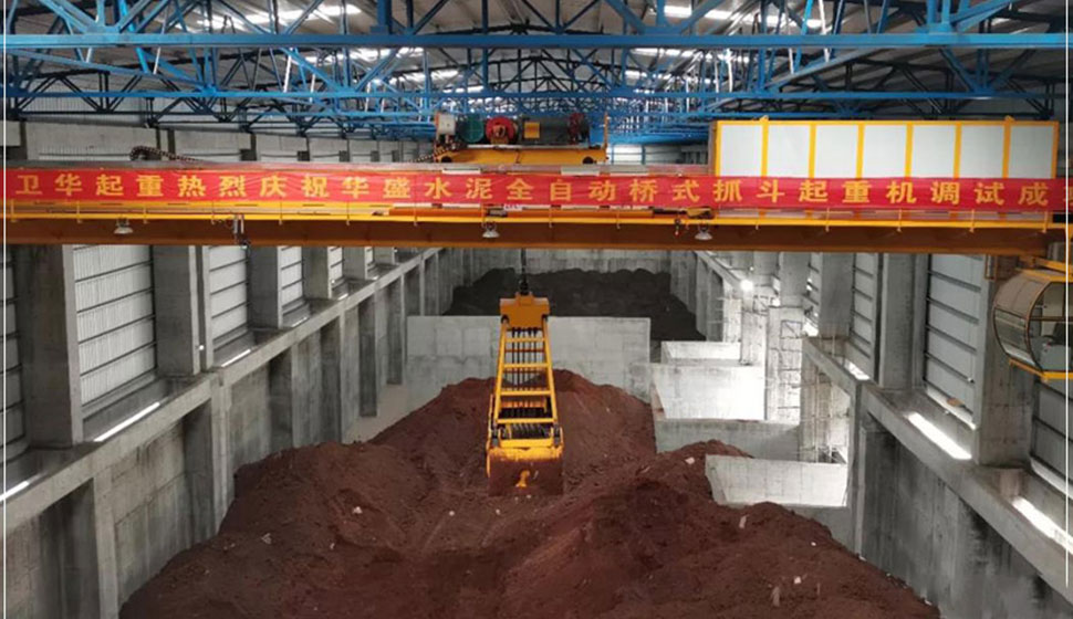 puente grúa en industria cementera